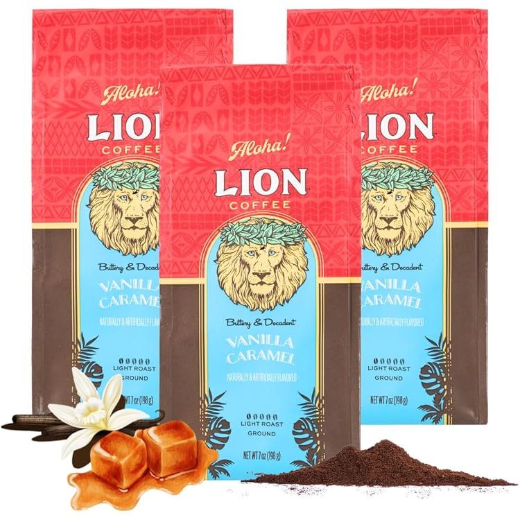 Amazon.co.jp: ライオンコーヒー バニラマカダミア 198g×3個(粉